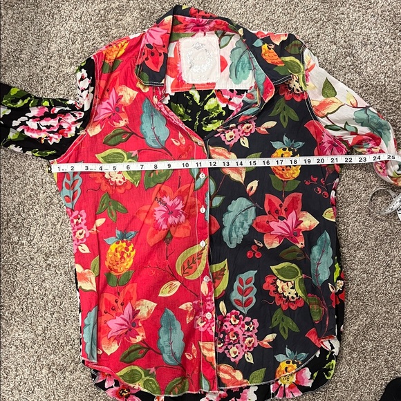 Cino 100% Cotton Roll Sleeve Floral Button Down Size XL - Picture 6 of 7